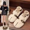 Fashion Autumn Casual Female Sneakers Dress Shoes Woman Flats Loafers Fur Round Toe Moccasin Fall Winter Leisure Buckle Strap Flock Rubb