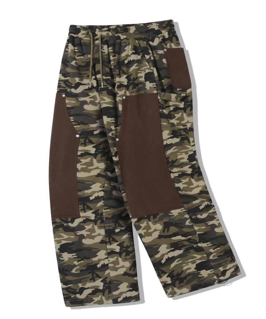 TRILLION Camo Carpenter Wide Sweatpants_Khaki