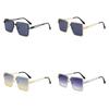 Fashionable Uv400 Black Lens Gold Frame Gradient Sunglasses Women's Oversized Street Snap Eye Glasses