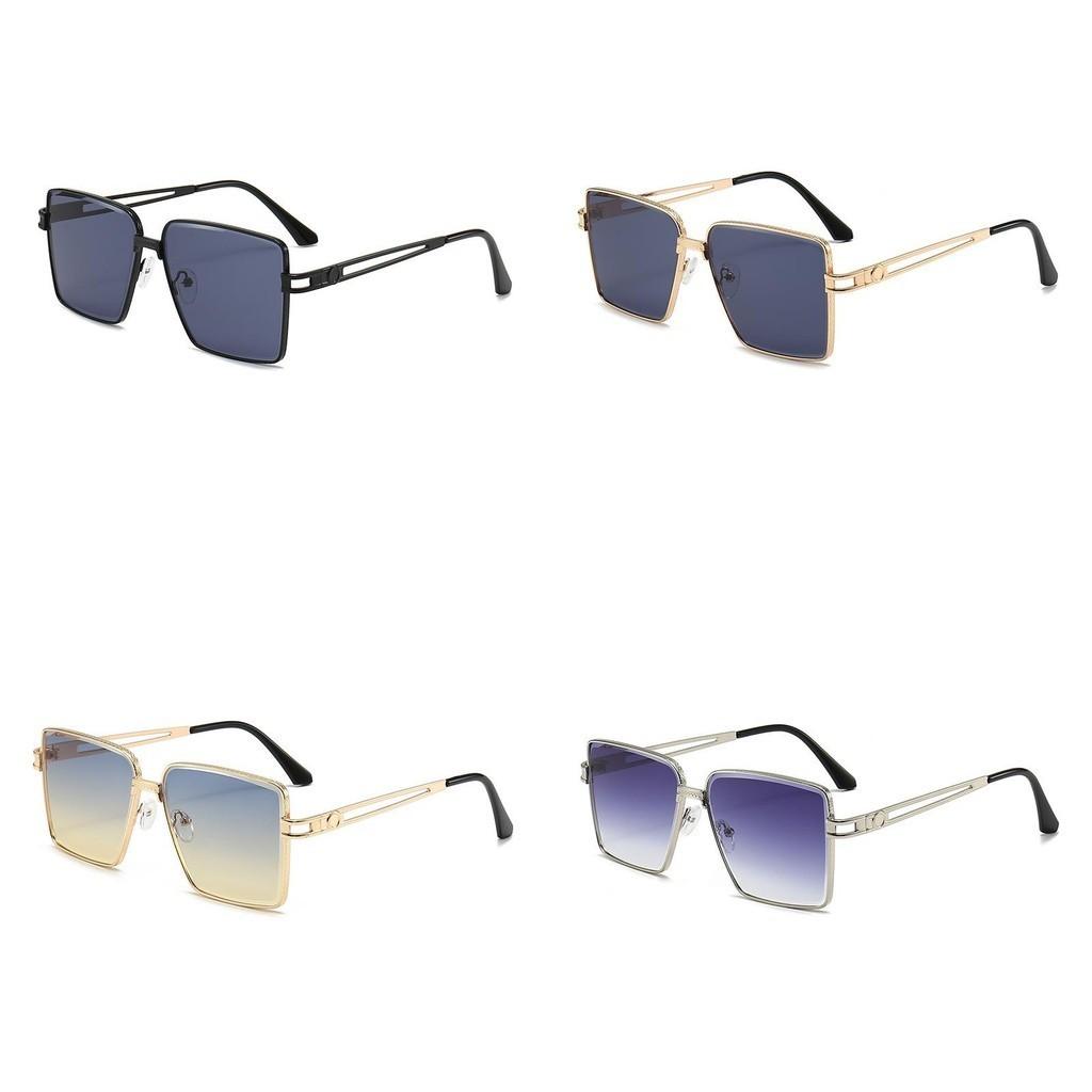 Fashionable Uv400 Black Lens Gold Frame Gradient Sunglasses Women's Oversized Street Snap Eye Glasses