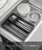 Yamazaki Tower Stackable Drawer Organizer, Large, Set of 2, Black, Approx. W8 x D24 x H3.7cm, Cutlery Storage, Desk Tray, 3645