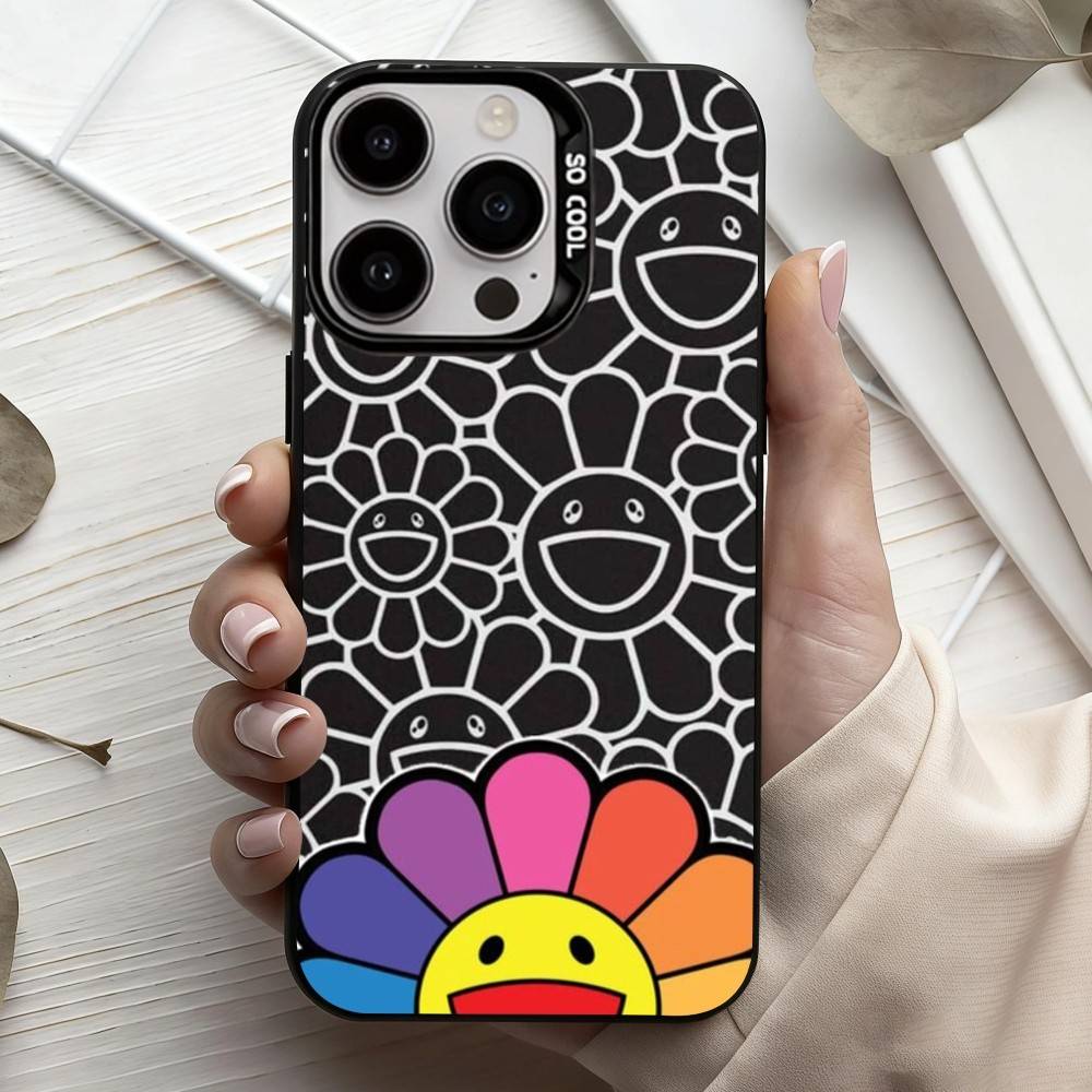 Чехол для телефона F-Flowers Такаси М-Мураками для iPhone 17, 16, 15, 14, 13, 12, 11 Plus, Pro Max Конфетный Посеребренный Внутренний Чехол
