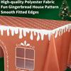 Gingerbread House Christmas Tablecloth Reusable Washable Gingerbread Playhouse Table Cover with Playful Cut-Out Windows for Kitchen Party Home Decor