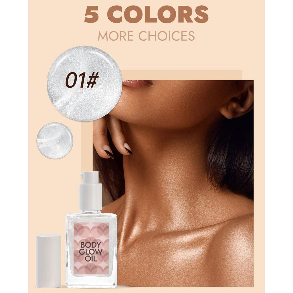 Масло для тела с блестками 5 цветов, сияющий жемчуг, хайлайтер для тела, жидкий хайлайтер, осветляющая жидкость для всего тела, 30 мл