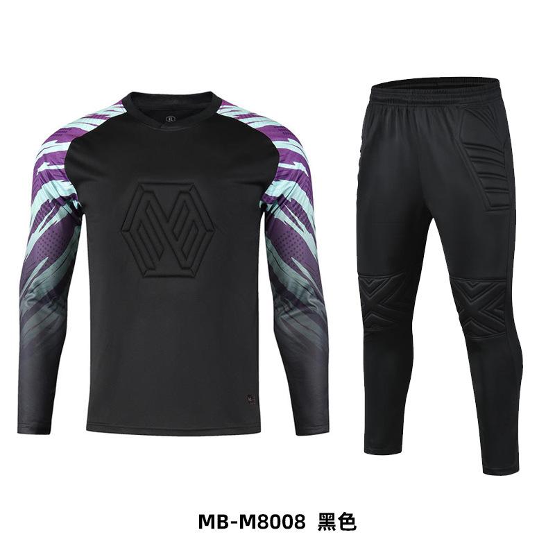Football goalkeeper jersey set Men's adult long-sleeved sponge pads Game training goalkeeper jersey Spot wholesale