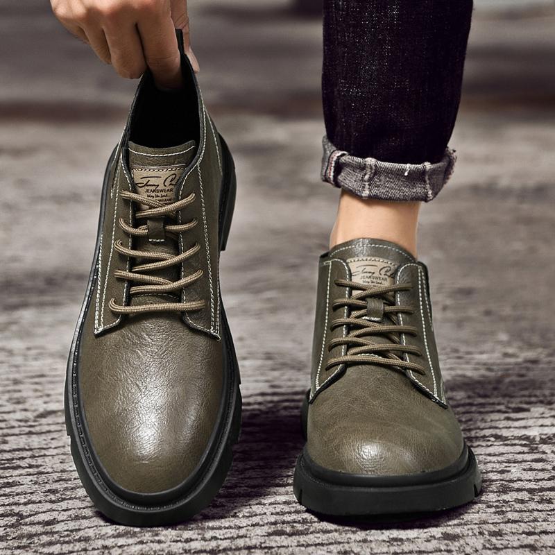 Мужские туфли-оксфорды из натуральной кожи, осенне-зимние мужские ботильоны, теплые меховые ботинки в стиле ретро, удобные мужские ботинки в винтажном стиле для отдыха