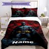 3pcs Custom Name Batman Bedding Set Duvet Cover Closure Includes 1 Duvet Cover & 2 Pillowcases, Soft and Comfortable for All Seasons.