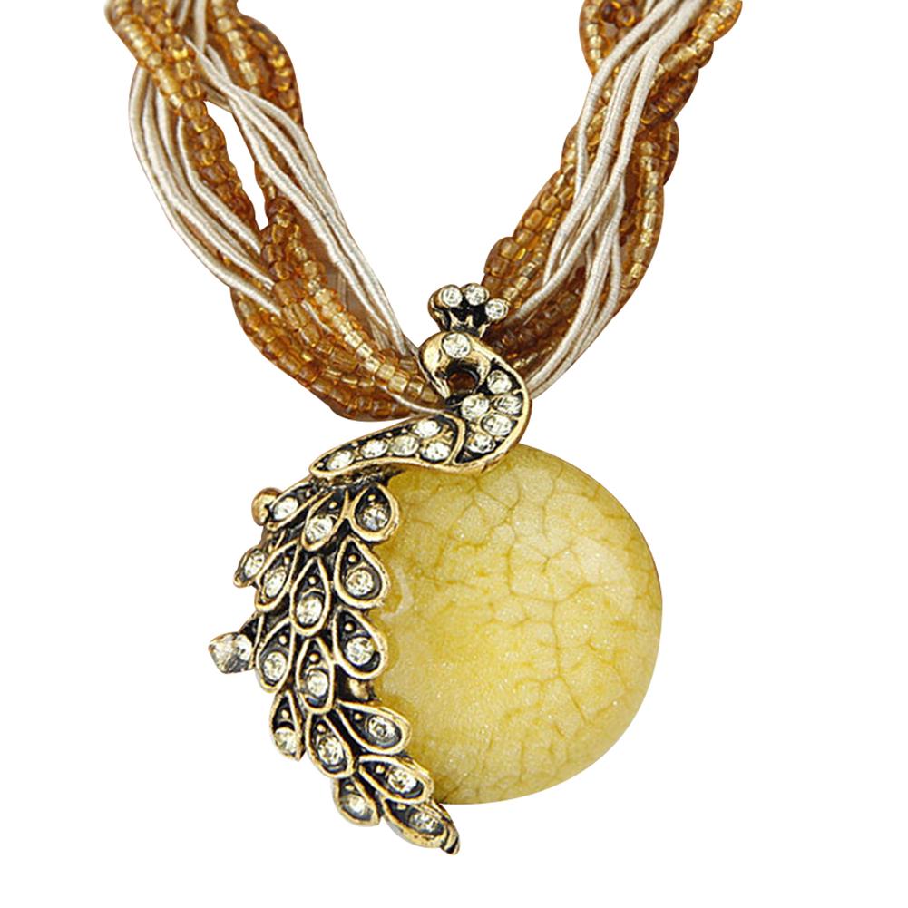 Peacock Necklace Gift Zricon Opal Bohemian Inlaid Pendant