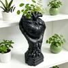 Skull Base Ornament Hand Holding Human Heart Organ Vase Gothic Anatomical Shaped Planter Spooky Halloween Desktop Flower Pot for Living Room