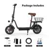 iScooter I12 Folding Electric Scooter with 12" Large Wheel, Rear Basket, Seat, 500W Motor, 36V7.5Ah Battery, LED Display, Disc Brakes