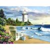 New 5D DIY Diamond Painting Sea View Diamond Embroidery Lighthouse Cross Stitch Full Round Drill Home Decor Manual Gift