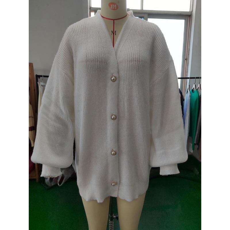 Plus Size V-neck Knitted Cardigan Women's Autumn Temperament Sweater Jacket