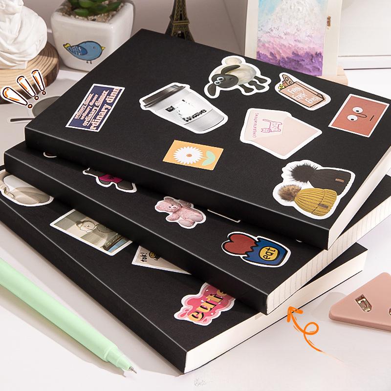 Утолщенная тетрадь для школьников формата А5/В5: Черный, в линейку/пустой, в стиле ретро