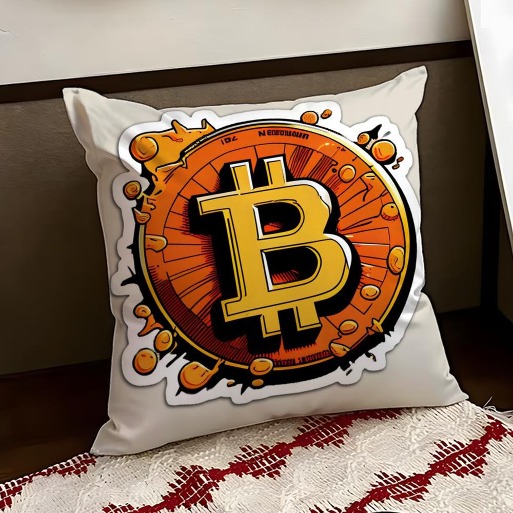 BBitcoin Криптовалюта Btc Наволочка Двусторонняя Мягкая Прочная Подушка Чехол для Дома Автомобиля Многосценарное Использование для Ежедневного Комфорта