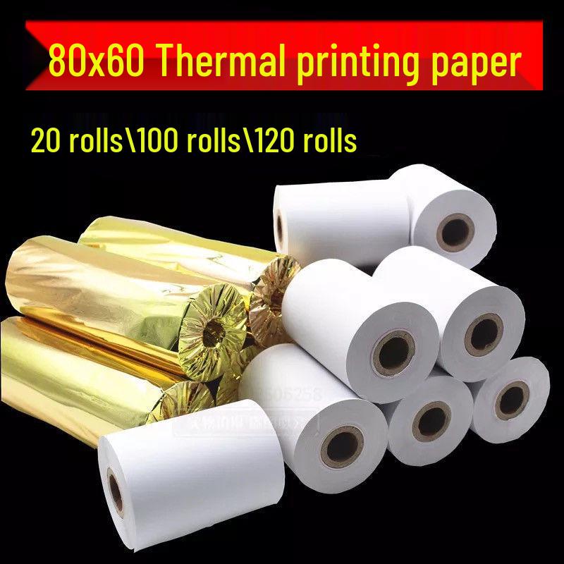 120 Rolls 80x60mm Thermal Receipt Paper for Kitchen Printers and Cash Registers