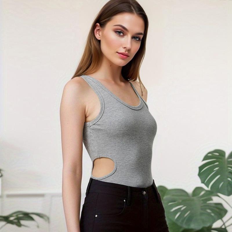 New Summer Women's Sexy Slim Fit U-neck Waist Hollow Jumpsuit