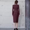 Темно-красное платье с круглым вырезом, приталенное, профессиональная рабочая одежда