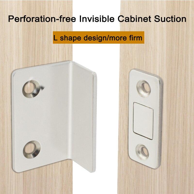 1-10PCS Ultra Thin Latch Cupboard L Type Door Closer Cabinet Catches Door Stopper Furniture Fittings Strong Magnetic Door Closer