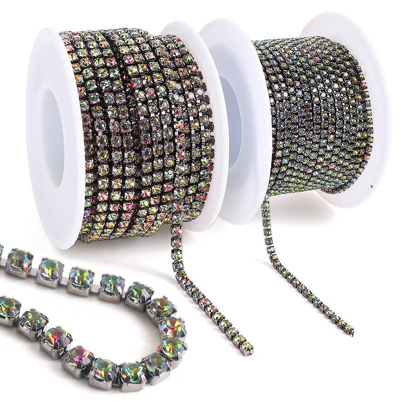 Colors Magic Volcano 5yd 10yd/roll Rhinestones Trim Cup Chain Strass Decorative Applique Crystal Trimmings For Needlework