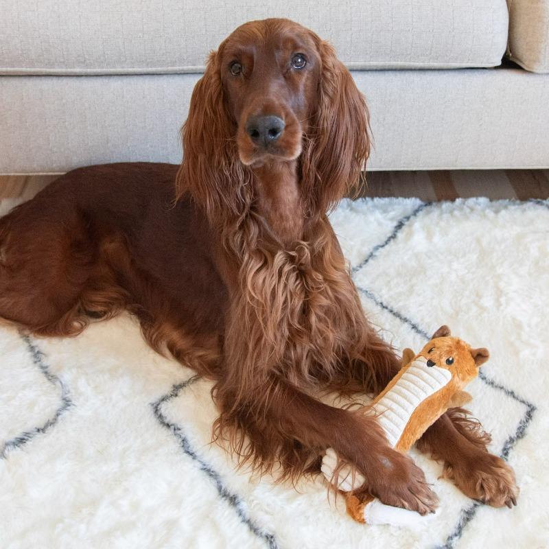 Stuffing-Free Fox Plush Squeaky Dog Toy, Medium