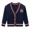 Кардиган вязаный контрастного цвета в стиле колледжа, с вышивкой, для мальчиков и девочек, школьная форма, классная форма, детский свитер-кардиган, куртка