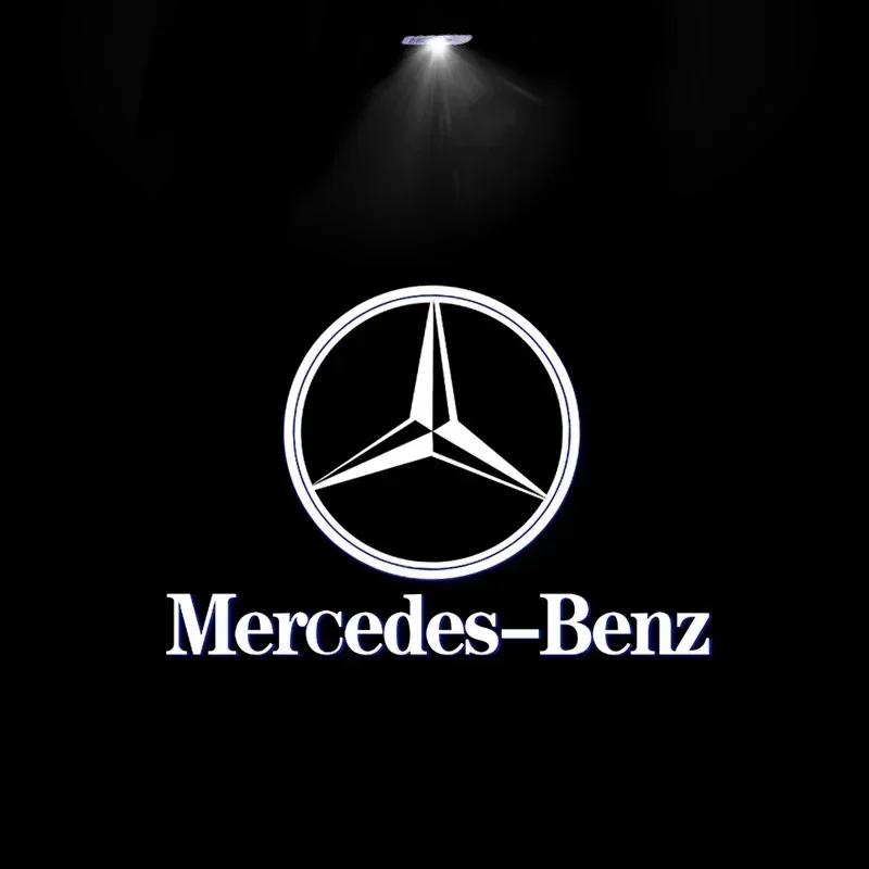 C200 E200 Для Mercedes Benz 2025 Для Benz AMG 2 шт. Светодиодная лампа-проектор HD для приветствия на двери автомобиля, габаритные огни для Mercedes Be