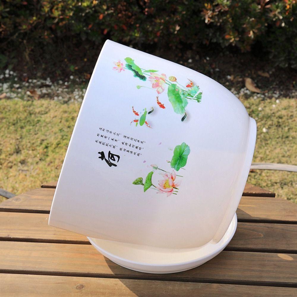 White PP Resin Flower Pot Extra Large Imitation Porcelain Plastic Flower Pot Garden