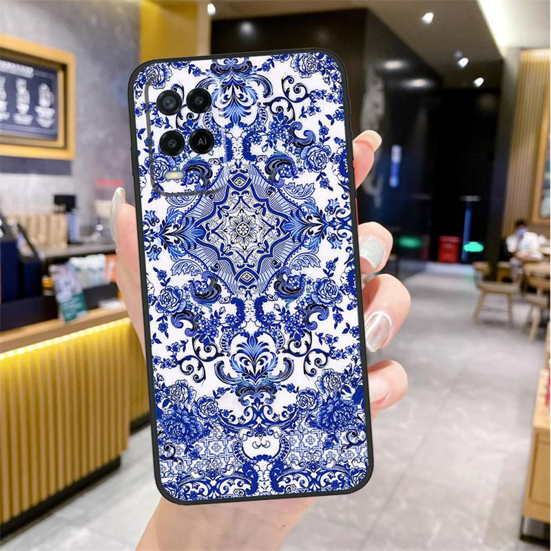 Blue and White Porcelain Case For Oppo A80 A40 A60 A18 A38 A58 A78 A98 A96 A76 A16 A94 A74 A54 A15 A17 A57 A77 A5 Pro