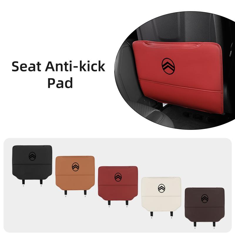 Car Seat Back Protective Mat Anti-kick Pad With Storage Pocket Accessories For Citroen C1 C2 C4 C3 C5 Berlingo Celysee Cactus