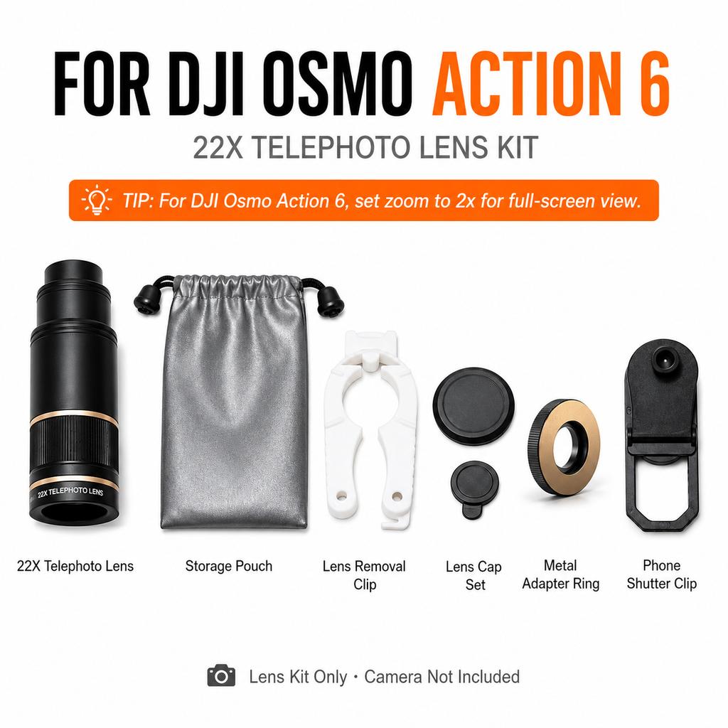 22-кратный телеобъектив для камеры DJI Osmo Action 4 5 Pro 6, зум-объектив для съемки на больших расстояниях 17 мм, алюминиевый аксессуар для экшн-камеры