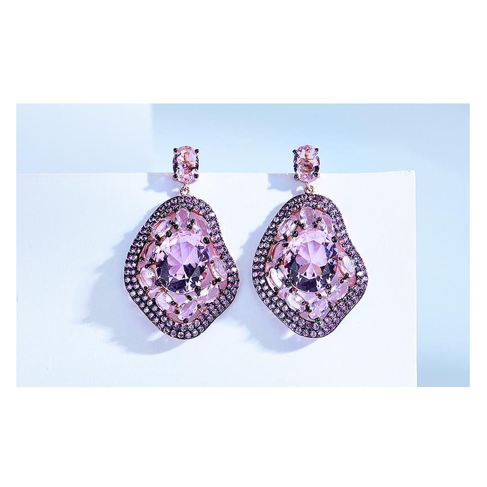 Umcho Серьги-капли Created Nano Pink Morganite, роскошные серьги из стерлингового серебра 925 пробы