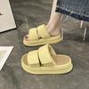 Summer Girls Height-increasing Thick-soled Slippers 2025 New Soft-soled Outer Wear Fashion Casual Beach Double-belt One-word Slippers