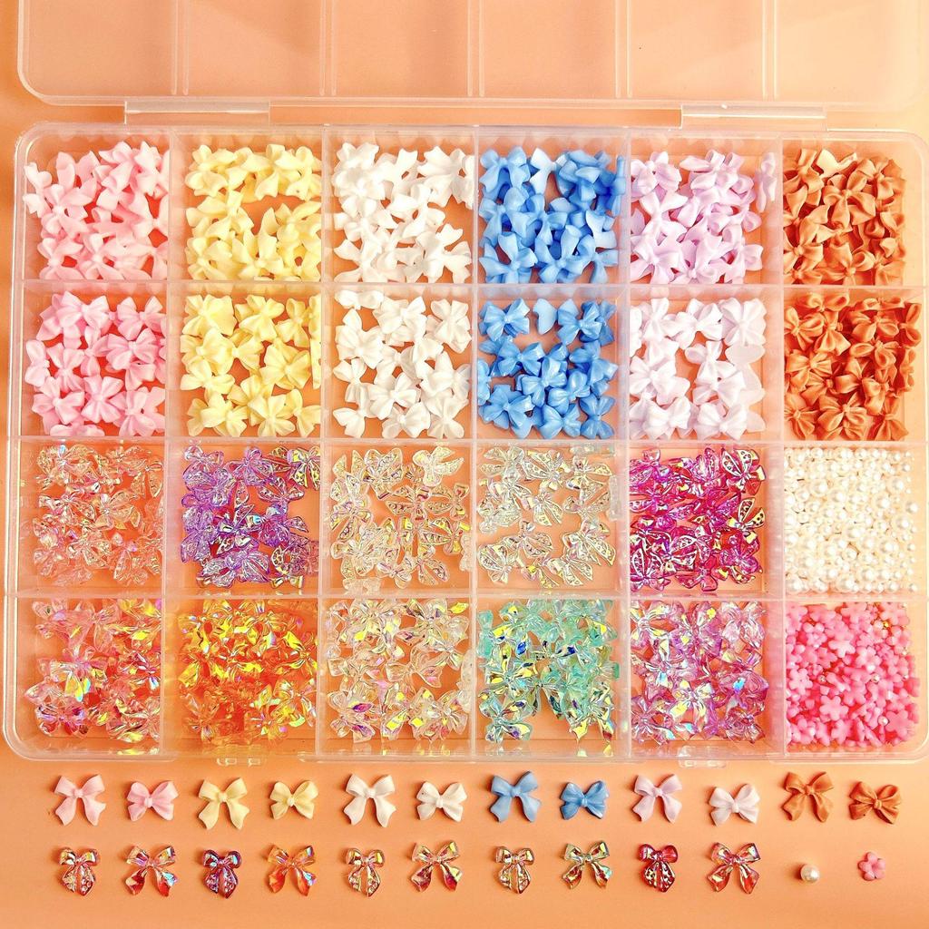 Cross-border Multi-grid Nail Art: Mix & Match Flowers, Butterflies, Hearts, Flat Back Rhinestones & Pearls