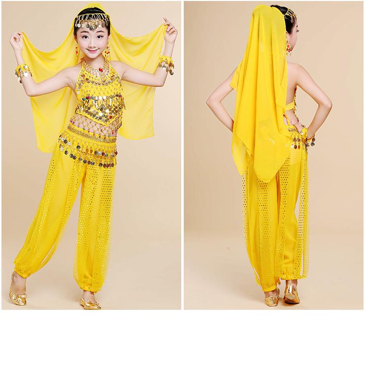 Детские индийские танцевальные костюмы Костюмы Детские танцевальные костюмы Синьцзян Танец живота для девочек Детские народные танцы