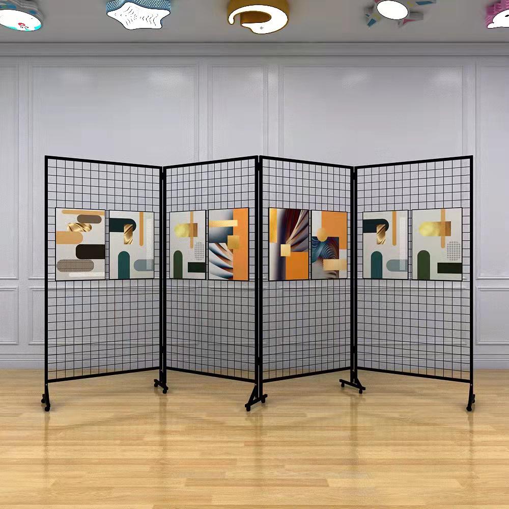 Iron Mesh Folding Display Stand for Art and Calligraphy Exhibitions