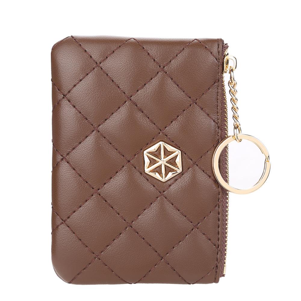 BOISEEN New Change Bag Women's Embossed Plaid Zipper Key Bag Fashionable Mini Wallet Card Bag Women