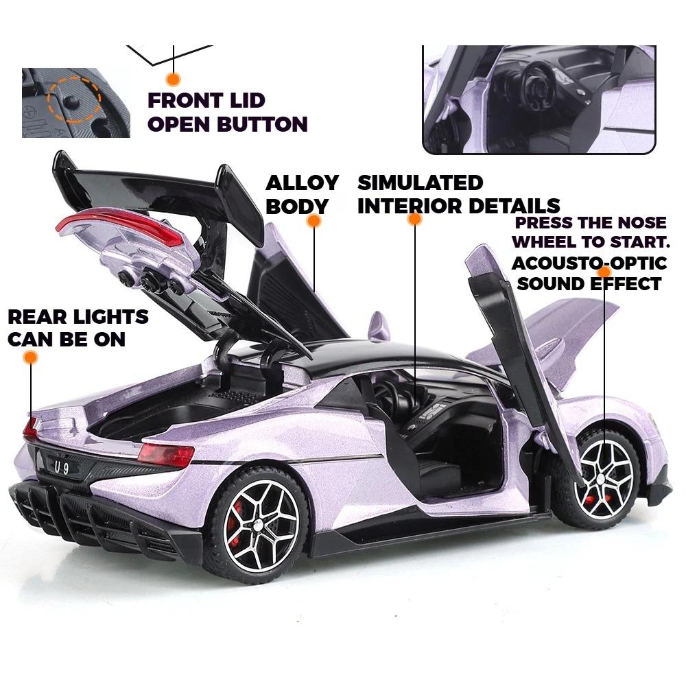 1/32 BYD Look Up U9 Pure Electric Performance Supercar Alloy Diecast Model Car Home Trendy Toys Collections Hobby Display Friend