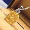 Sterling Yellow Square Cubic Zirconia Pendent Necklace Women Delicate Engagement Necklace Trendy Jewelry Gifts