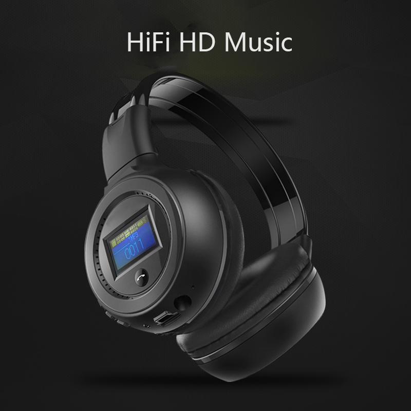 VAORLO Беспроводные наушники с Bluetooth, ЖК-дисплей, HiFi HD музыка с микроподдержкой TF/SD, воспроизведение для всех смартфонов