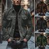 Men Spring Fall Coat Corduroy Turn-down Collar Loose Outerwear Single-breasted Button-down Long Sleeve Loose Coat for Dating Daily School