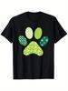 Счастливый клевер отпечаток лапы собаки Графическая футболка Мужская St. Повседневная хлопковая футболка ко Дню святого Патрика
