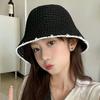 Полая тонкая панама женская весенне-летняя солнцезащитная шляпа от солнца шляпа-ведро модная шляпа-ведро с маленьким лицом дышащая