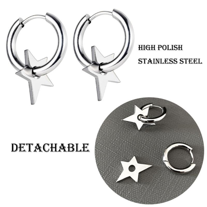 Hollow Hoop Earring Big-Star Earrings Stud Earring Stainless Steel Earring Women Jewelry Star Inverted Triangle-Earring