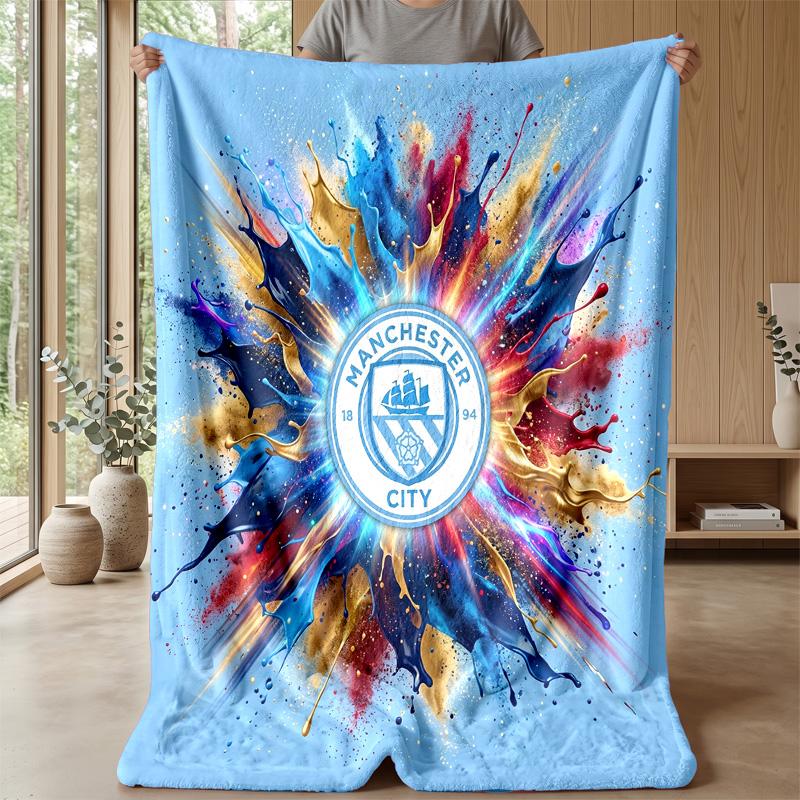 Manchester City Theme blanket Soft Flannel Blanket Plush Throw Blanket Cozy Sofa Bed Blanket for Home Decor