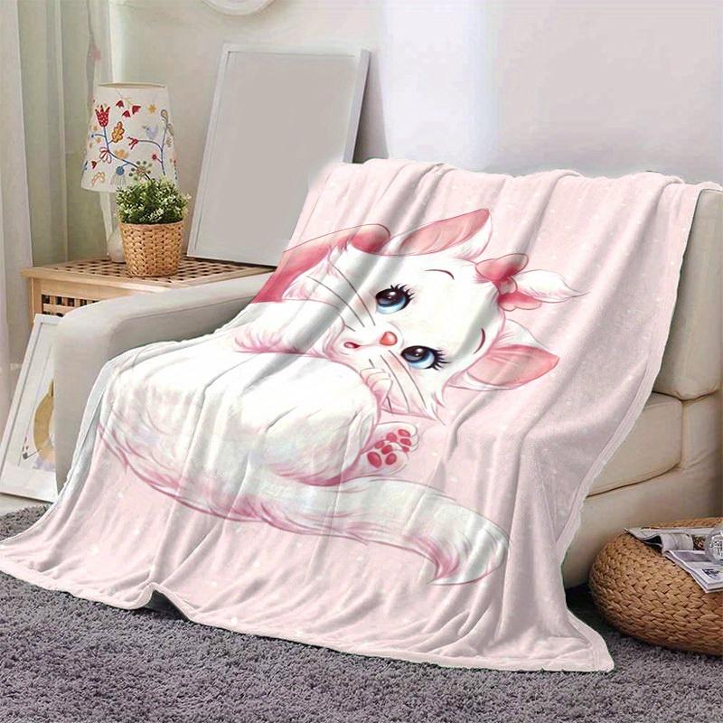 1pc, Adorable Kitten Design Flannel Throw Blanket, Perfect for Home Decor, Couch Cover, Travel, Camping, Office Nap, Beach, Gift IdeaW081
