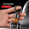 Frosted Leather Car Keychain with Laser Logo Metal Pendant for Men and Women