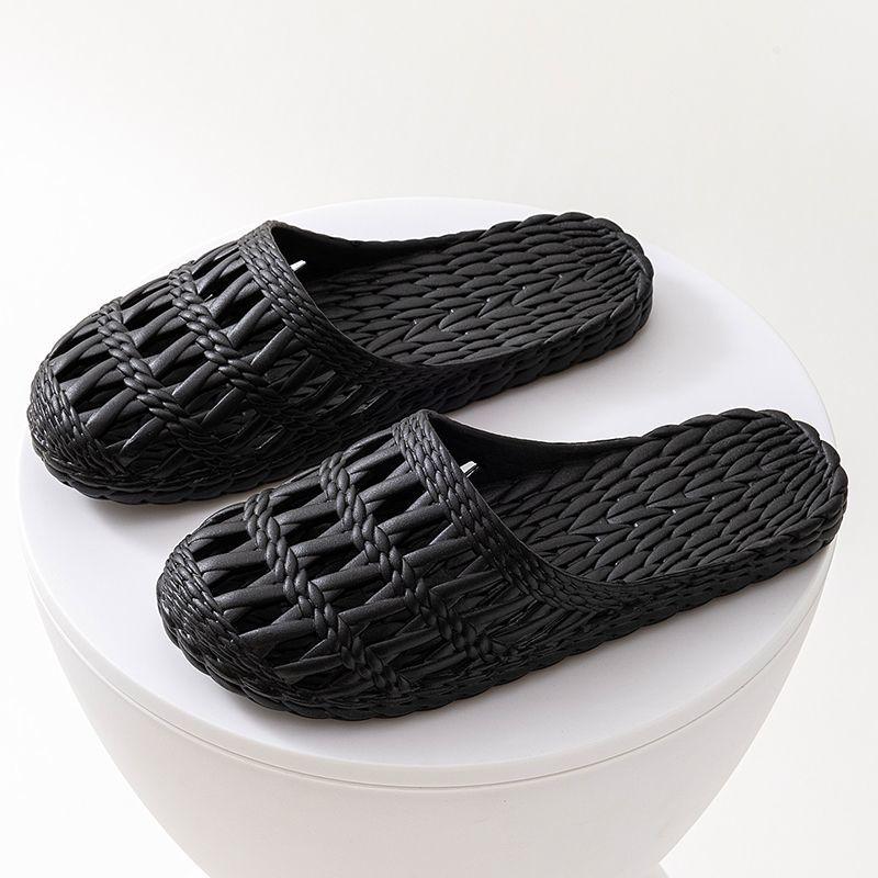 Простые однотонные домашние пластиковые туфли для женщин, дышащие прохладные тапочки на лето