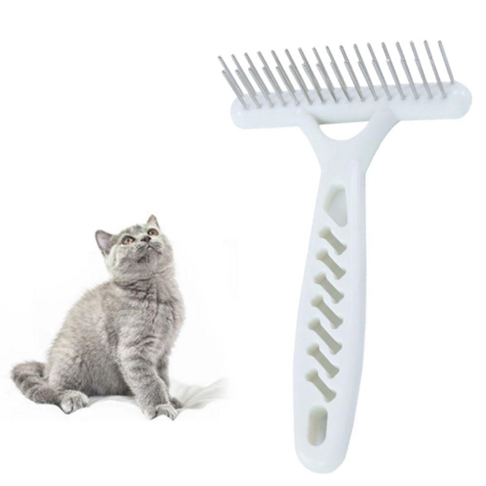 Stainless Steel Dog Rake Comb Double Row Dog Hair Fur Shedding Remove Dog Comb Brush Grooming