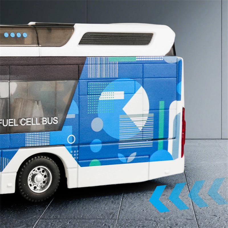 Luxury New energy Electric Airport Business Bus Alloy Car Model Diecasts Metal Tour City Bus Model Sound and Light Kids Toy Gift