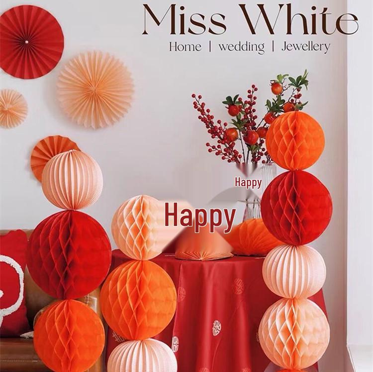 Wedding Scene Decoration Paper Honeycomb Ball & Lantern Set